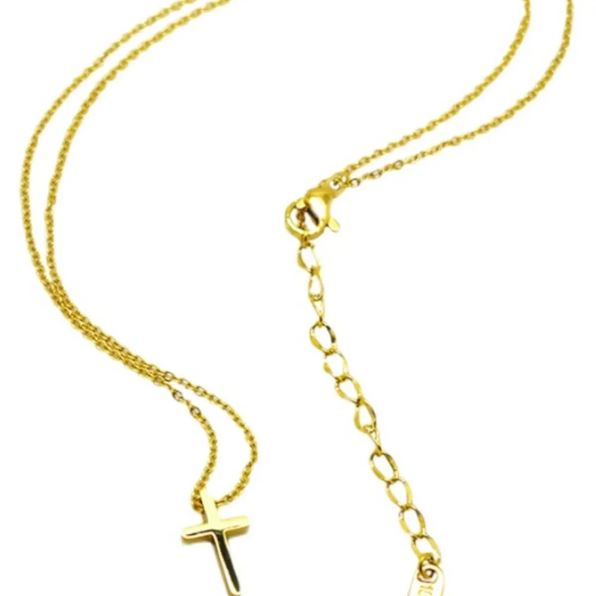 Delicate 18K Gold-Plated Cross Pendant Cable Chain Necklace