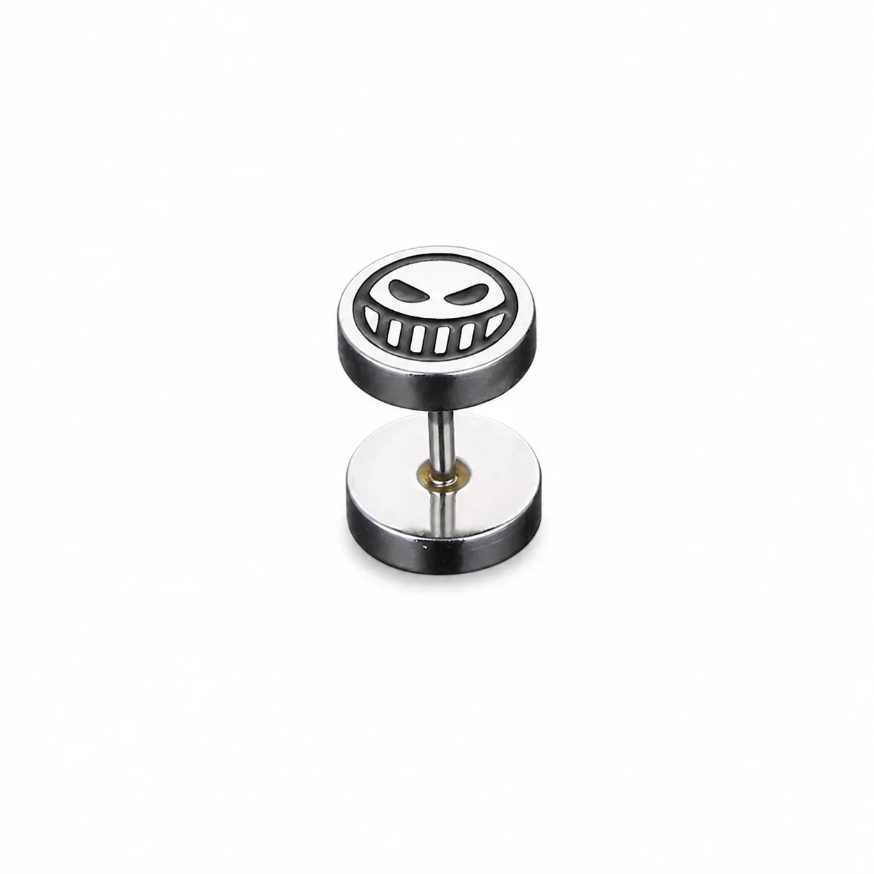 Graphic Stainless Steel Round Face Stud Earrings