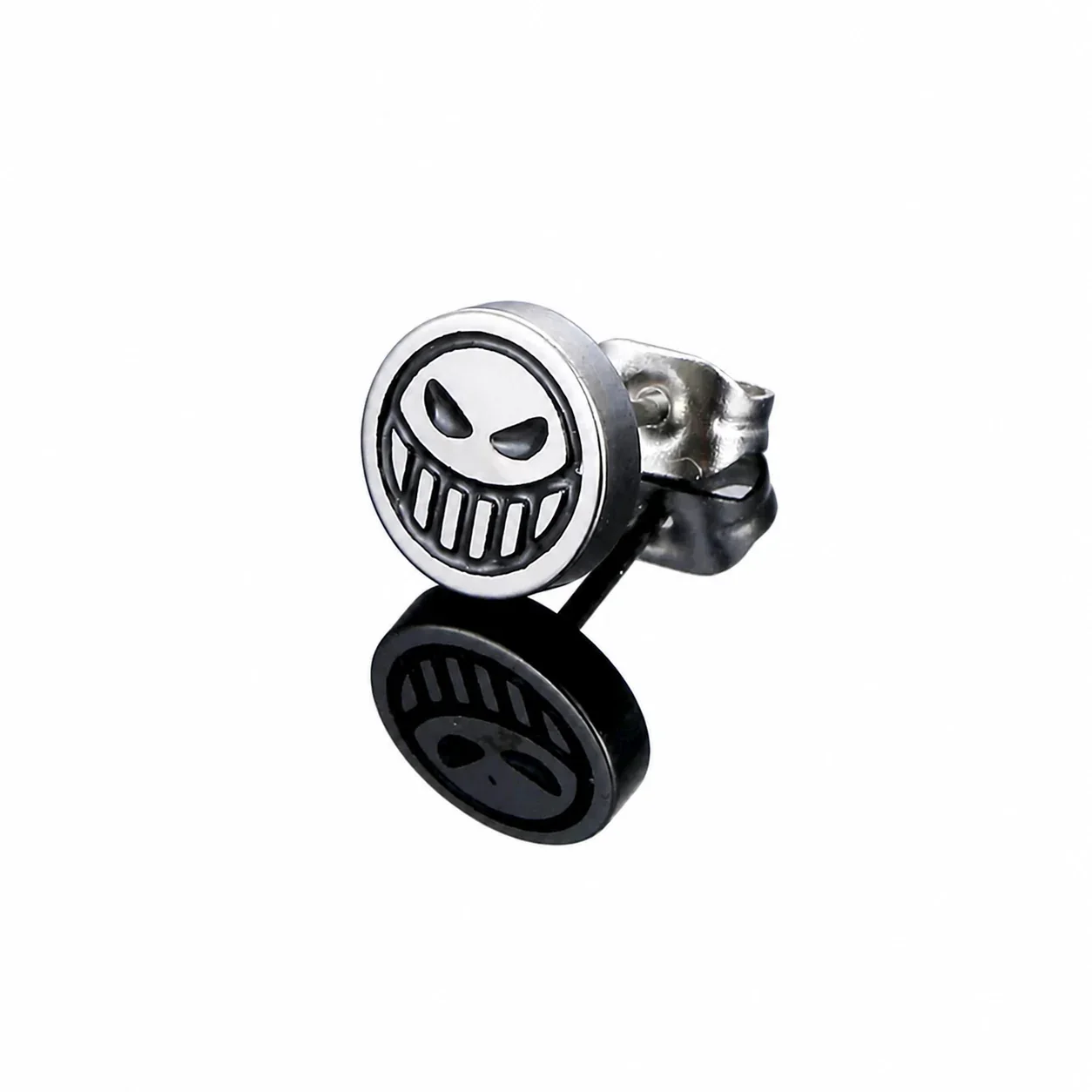 Graphic Stainless Steel Round Face Stud Earrings