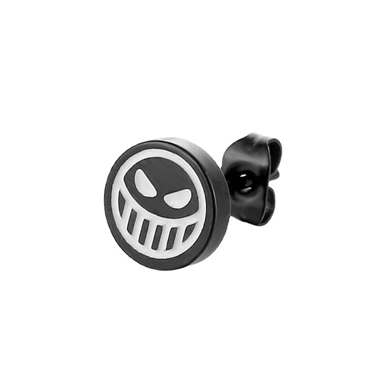 Graphic Stainless Steel Round Face Stud Earrings