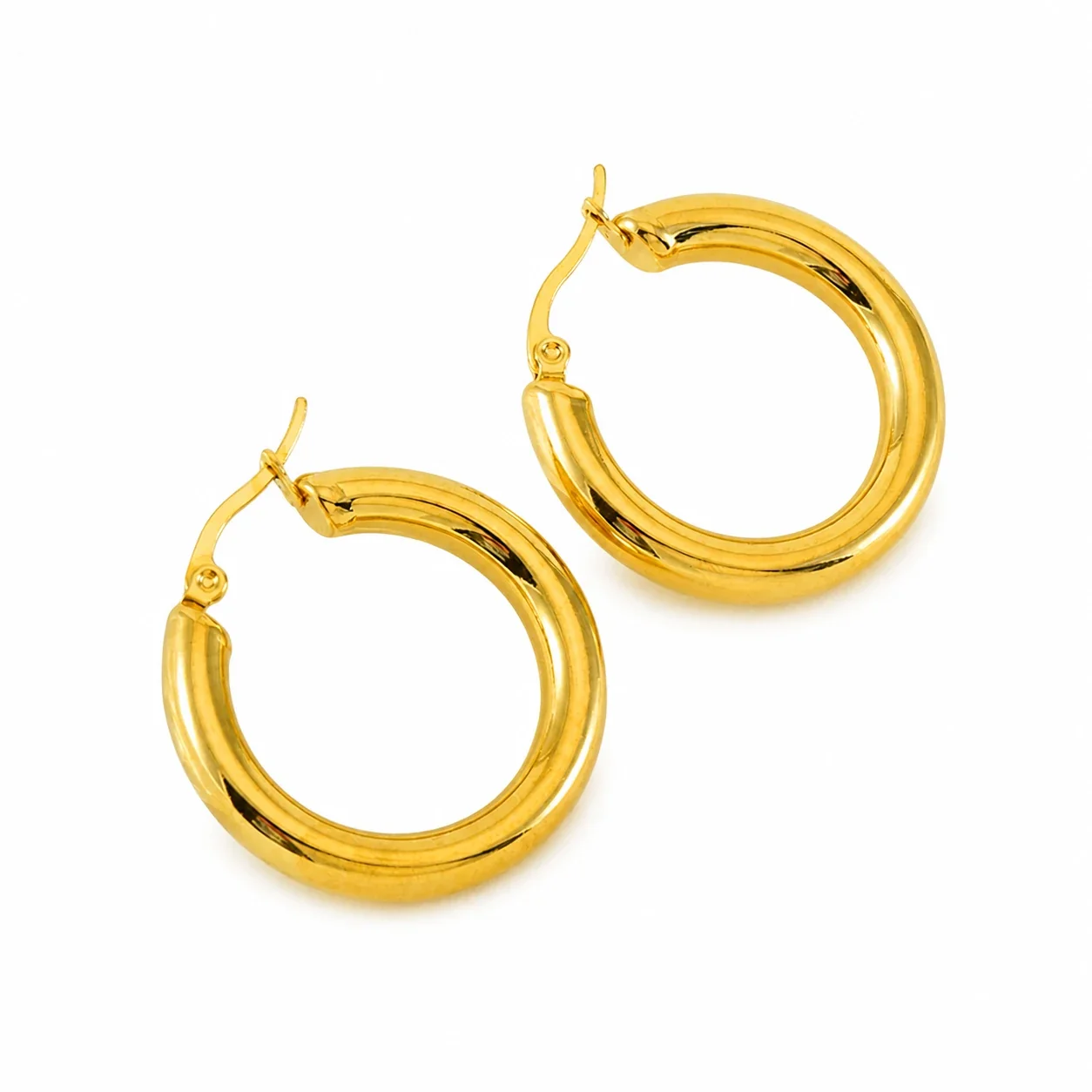 Bold 18K Gold-Plated Stainless Steel Tube Hoop Earrings