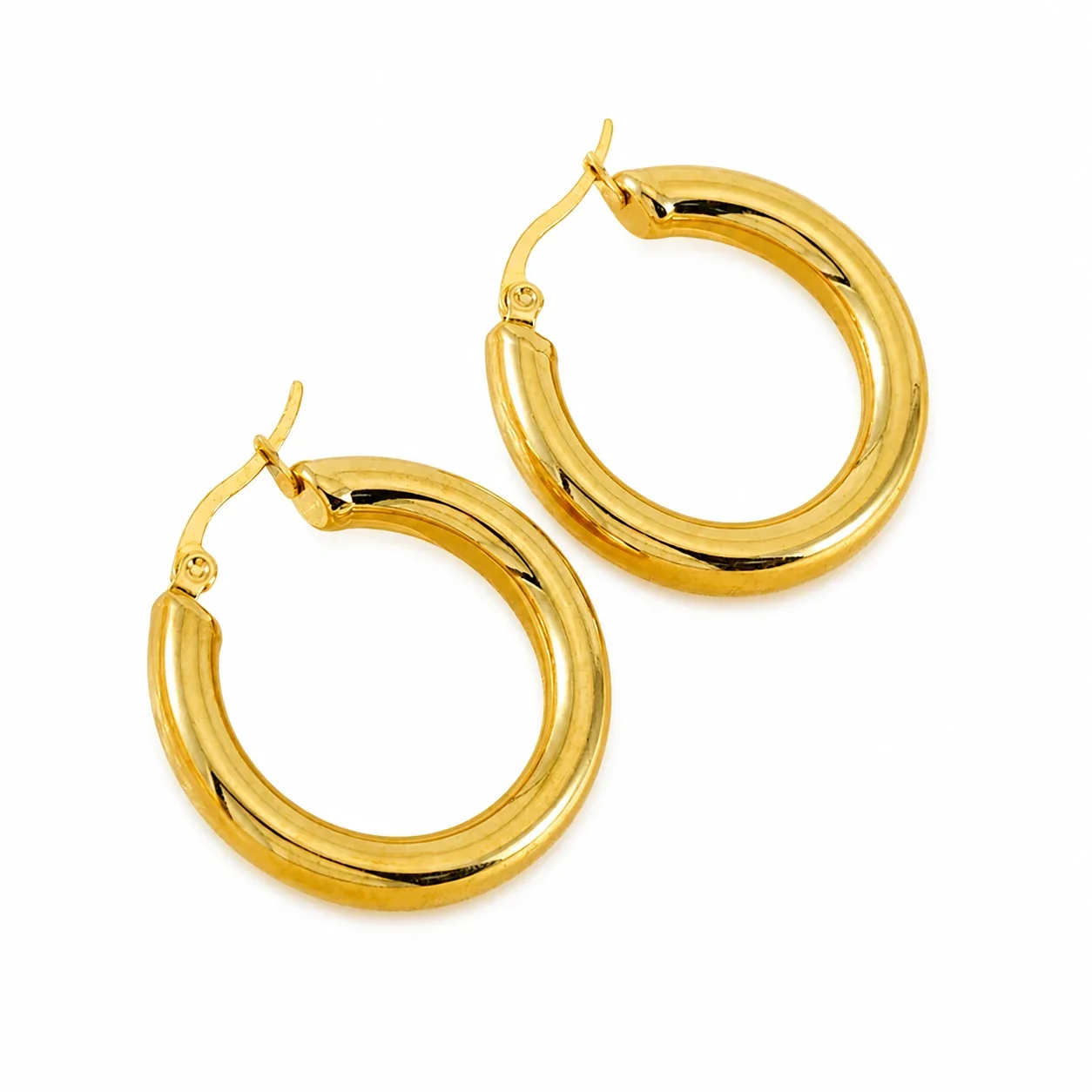 Bold 18K Gold-Plated Stainless Steel Tube Hoop Earrings