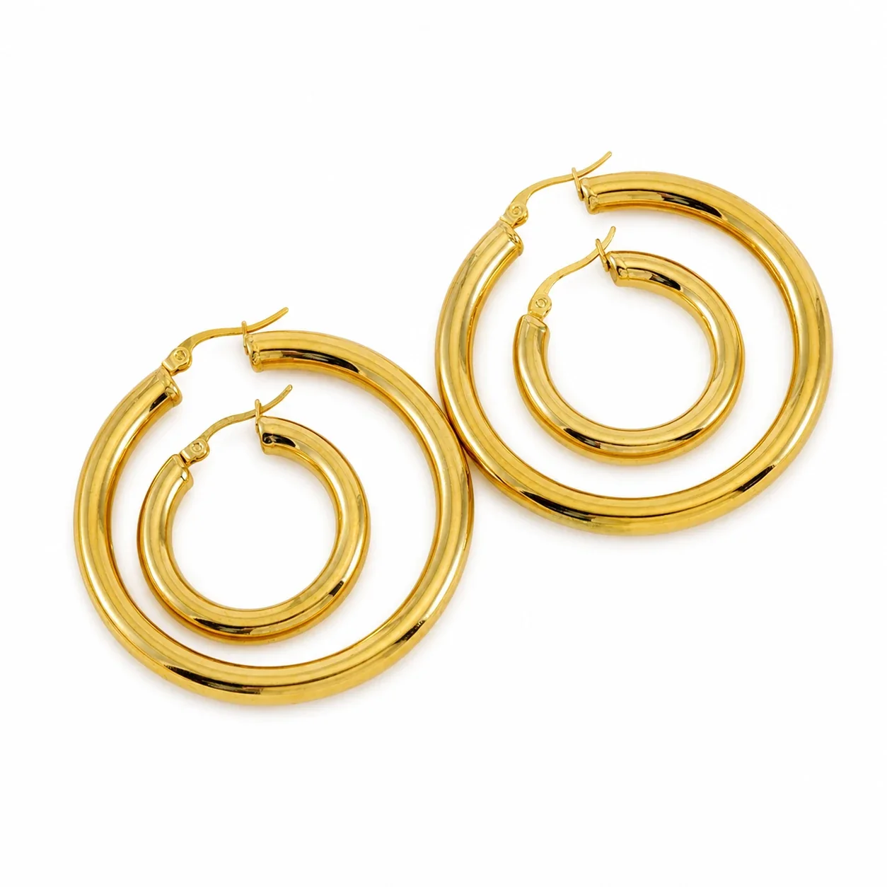 Bold 18K Gold-Plated Stainless Steel Tube Hoop Earrings