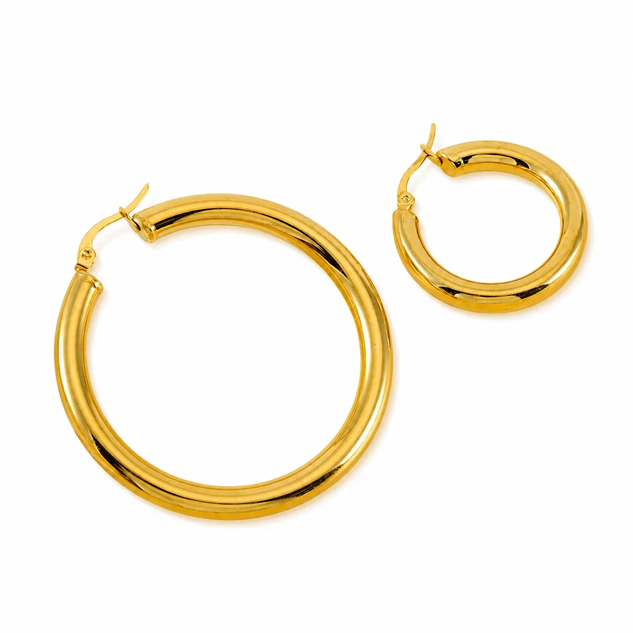 Bold 18K Gold-Plated Stainless Steel Tube Hoop Earrings