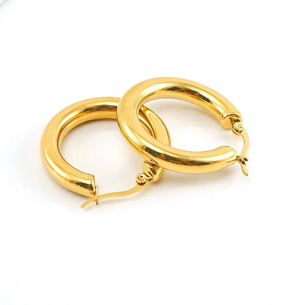 Bold 18K Gold-Plated Stainless Steel Tube Hoop Earrings