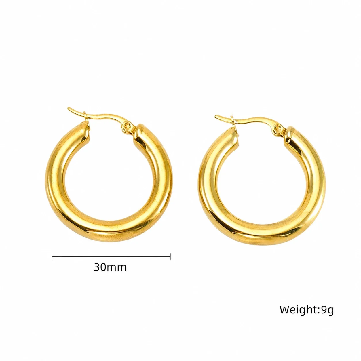 Bold 18K Gold-Plated Stainless Steel Tube Hoop Earrings - Gold mm