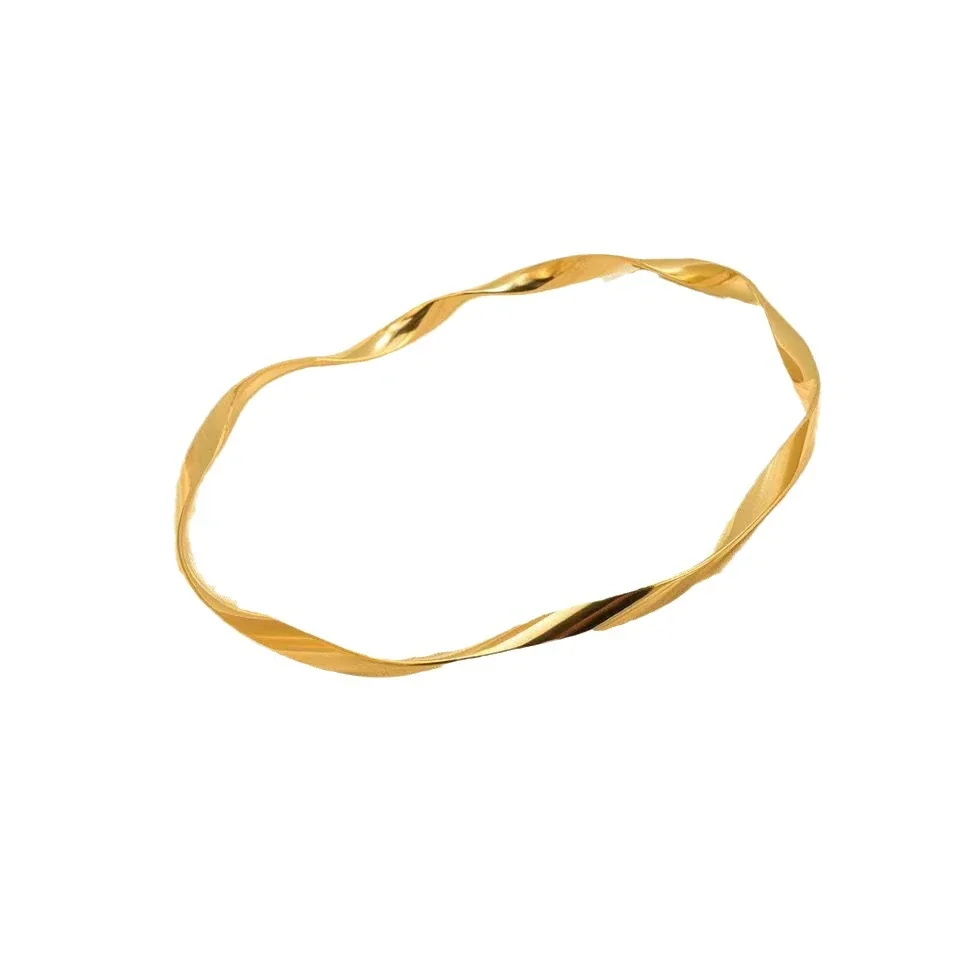 Bangle Twisted Faceted Closed-Loop Gold-Plated Stainless Steel