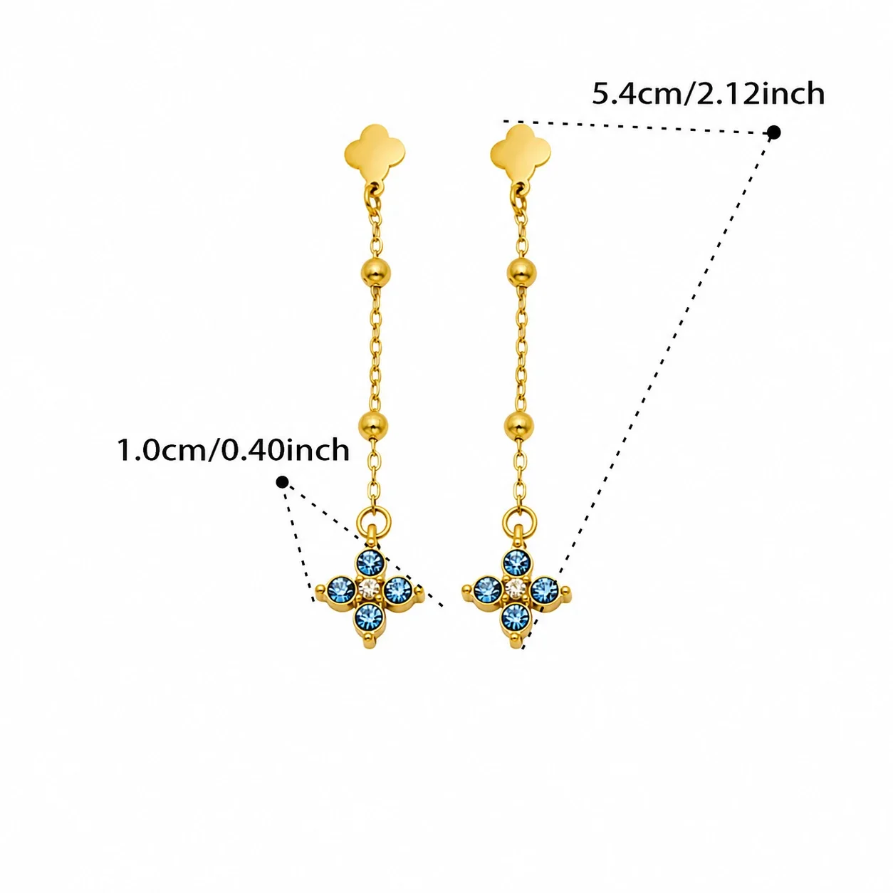 Clover 18K Gold-Plated Chain Drop CZ Earrings - Gold Light Fuchsia CZ
