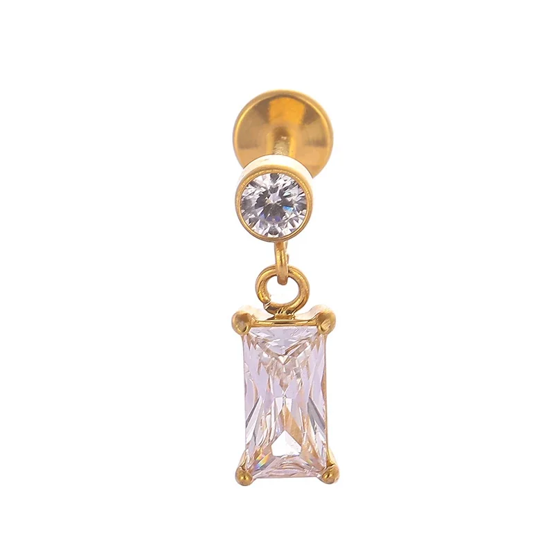 316 Stainless Steel CZ Dangle Labret Stud Earring