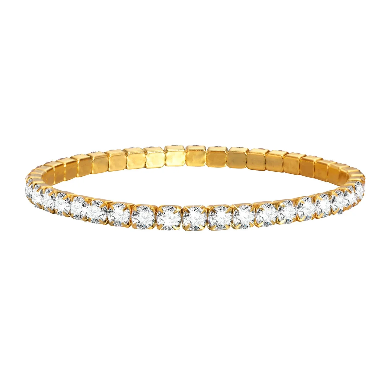 Radiant Stainless Steel Round CZ Stretch Tennis Bracelet