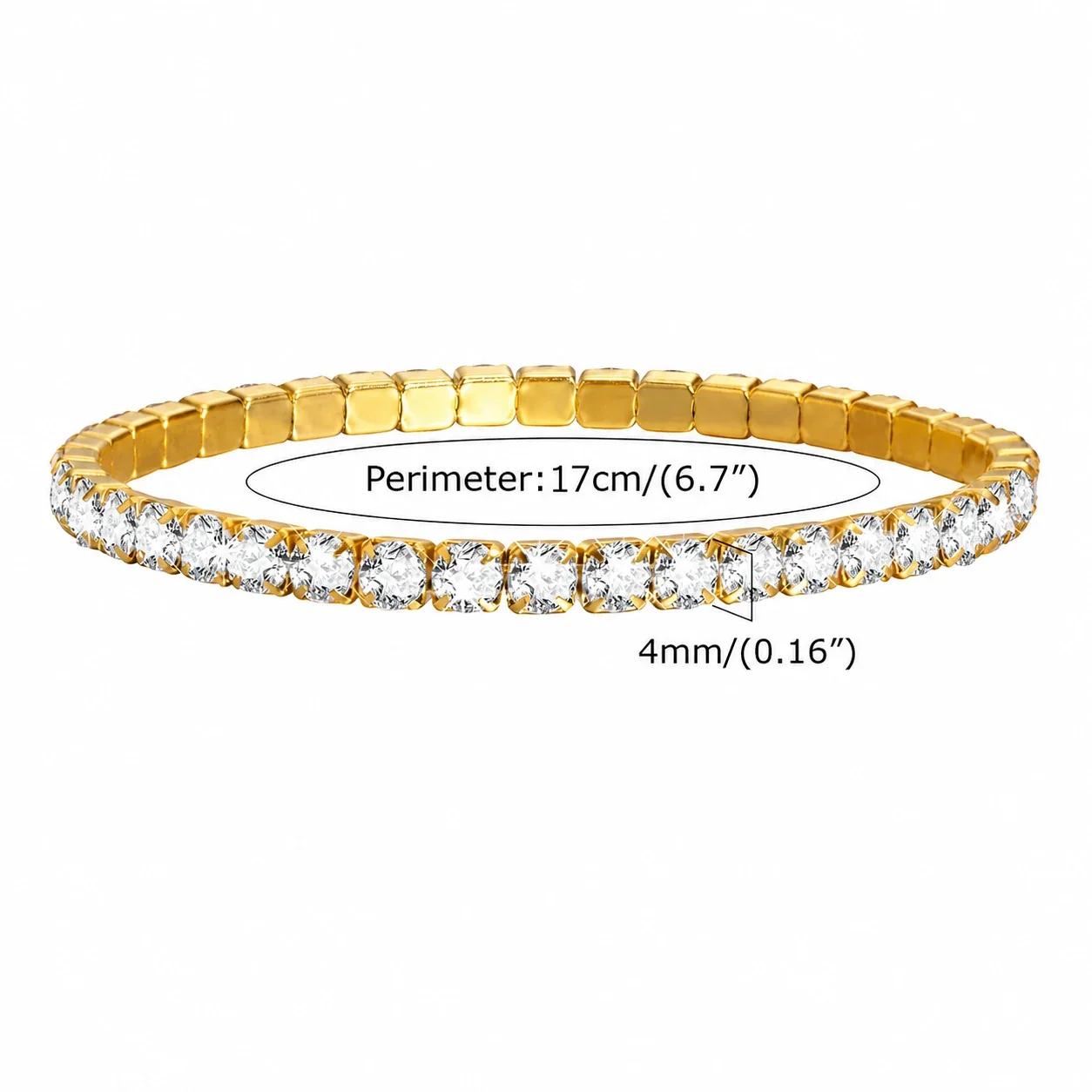 Radiant Stainless Steel Round CZ Stretch Tennis Bracelet