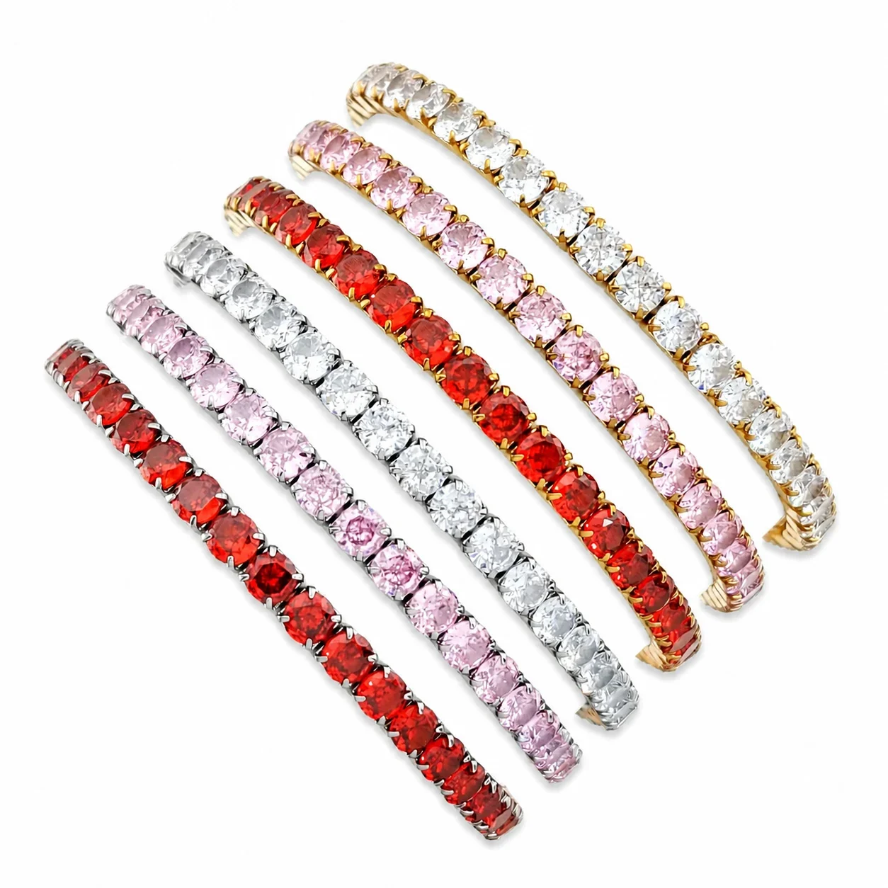 Radiant Stainless Steel Round CZ Stretch Tennis Bracelet