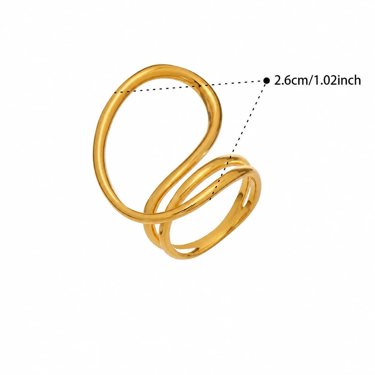 Open-Front Geometric Loop Gold-Plated Stainless Steel Ring - Gold