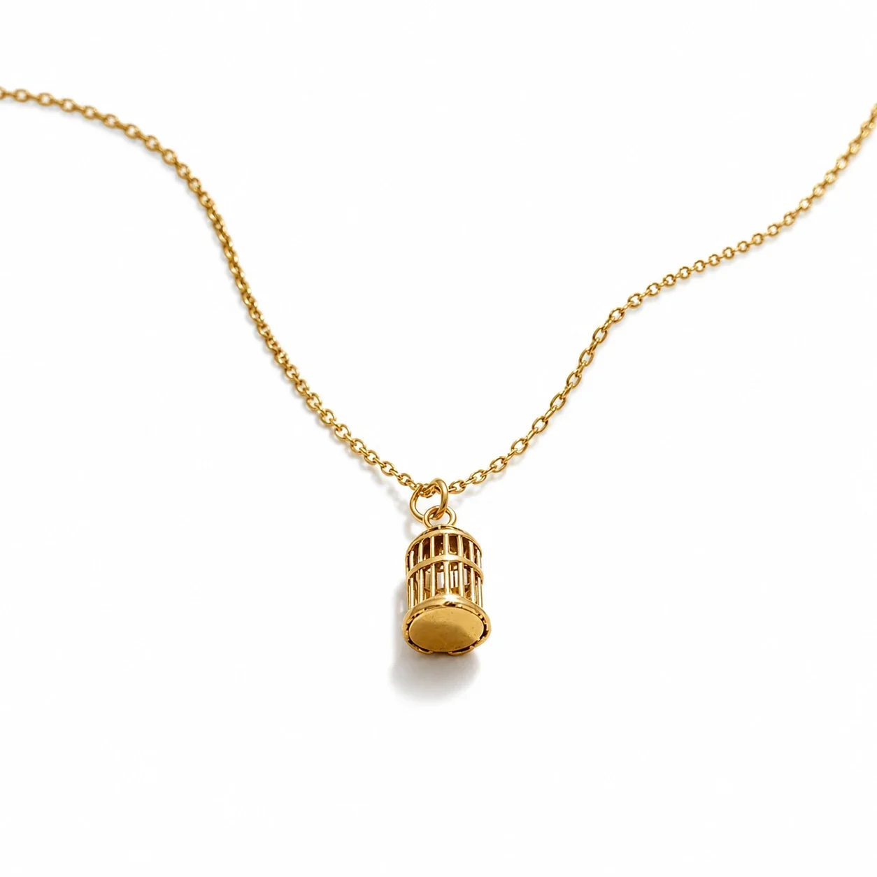 Ornate Birdcage 18K Gold-Plated 316 Stainless Steel Pendant Necklace