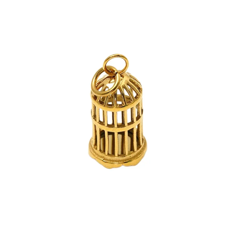 Ornate Birdcage 18K Gold-Plated 316 Stainless Steel Pendant Necklace