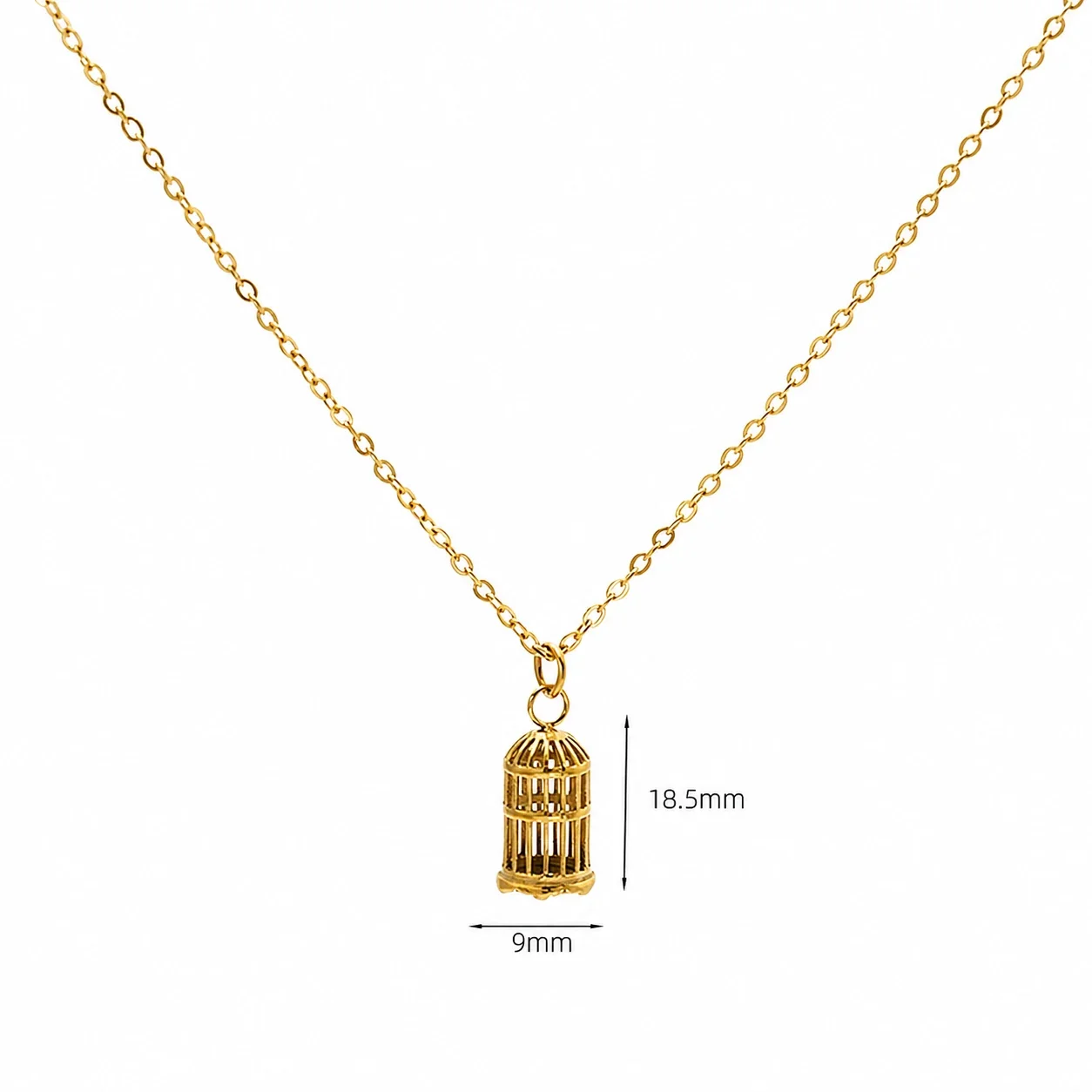 Ornate Birdcage 18K Gold-Plated 316 Stainless Steel Pendant Necklace - Gold With