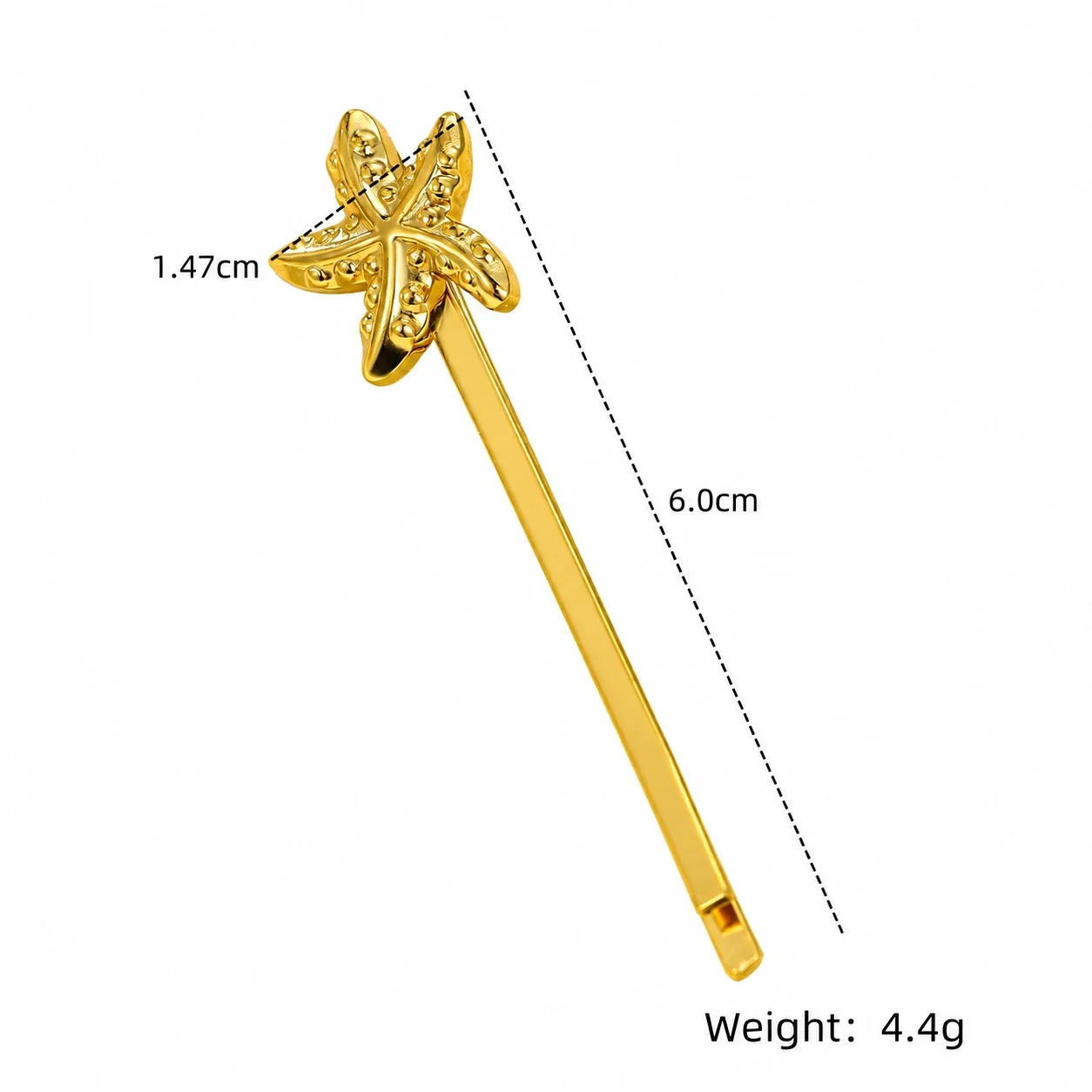 Starfish Hair Pin with Textured Arms in 18K Gold-Plated Steel - Gold