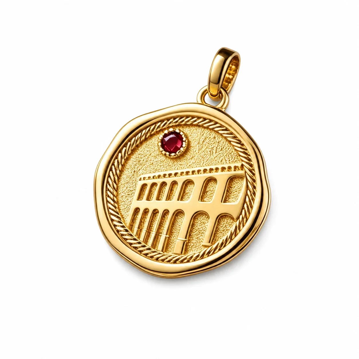 Ornate 18K Gold-Plated Stainless Rope Arch Pendant