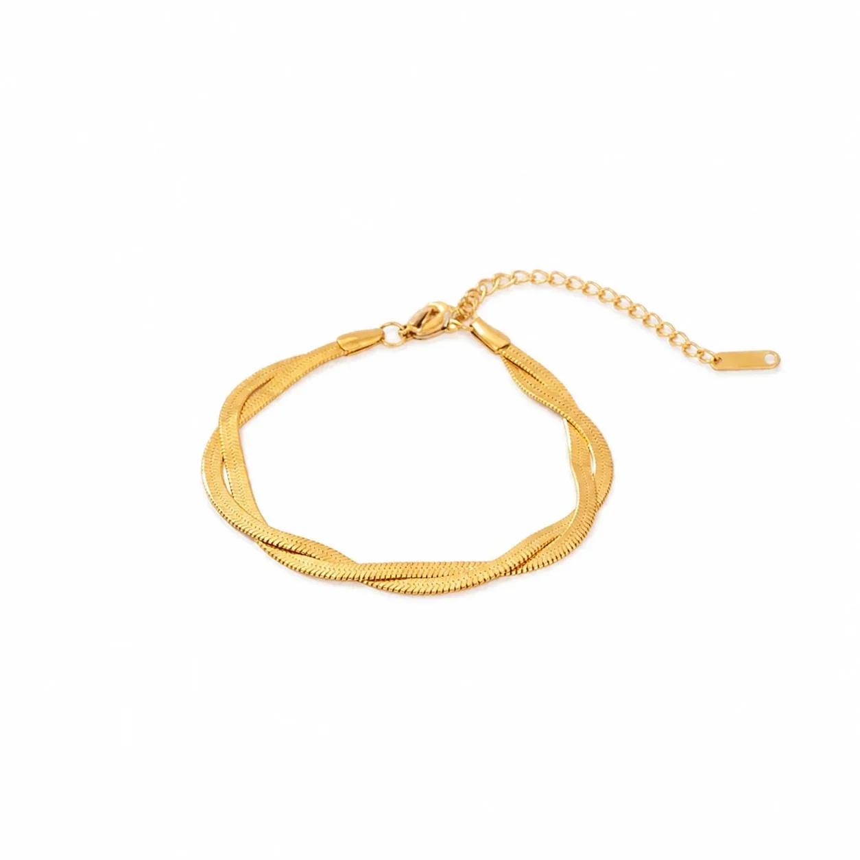 Refined Gold-Plated Stainless Steel Twisted Herringbone Bracelet
