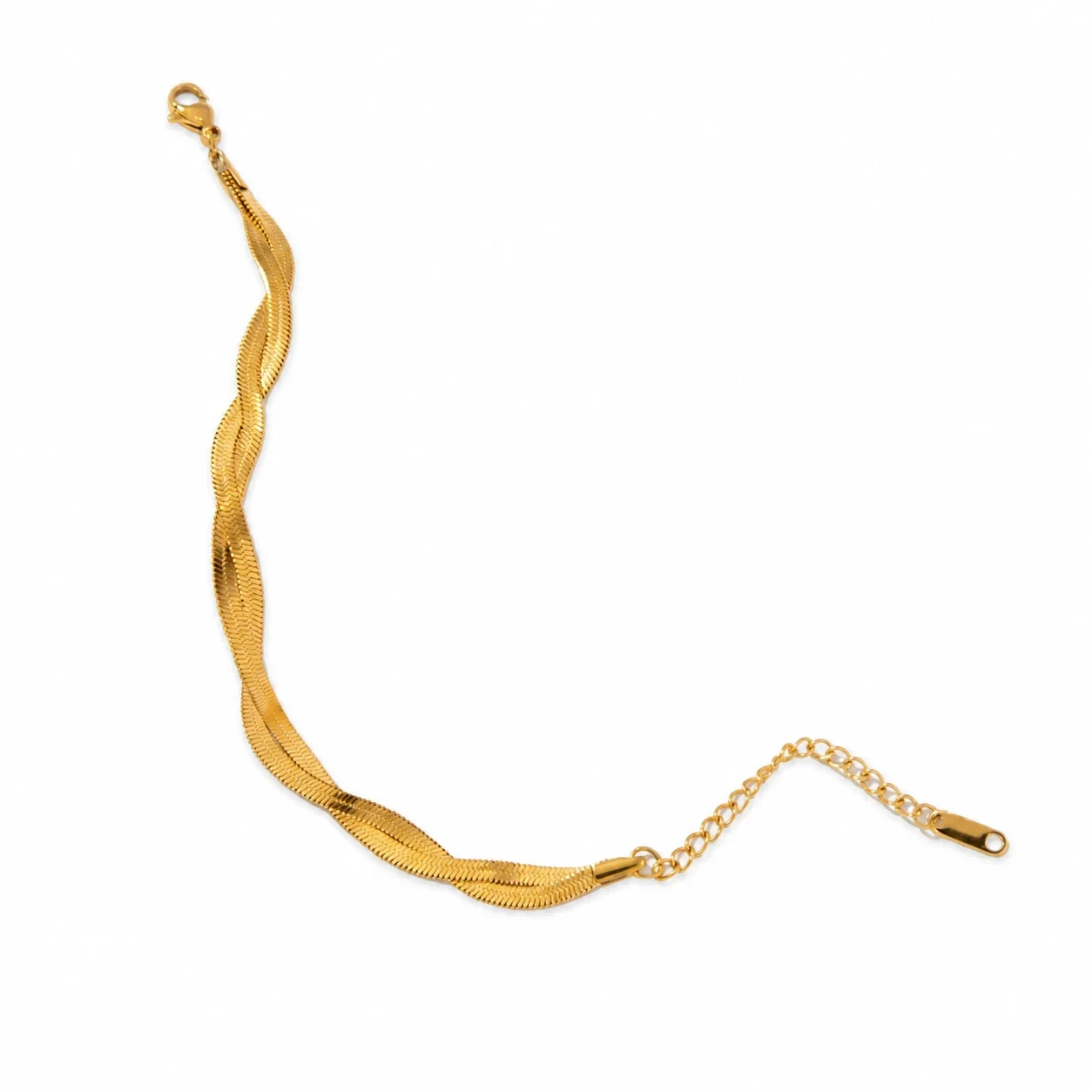Refined Gold-Plated Stainless Steel Twisted Herringbone Bracelet