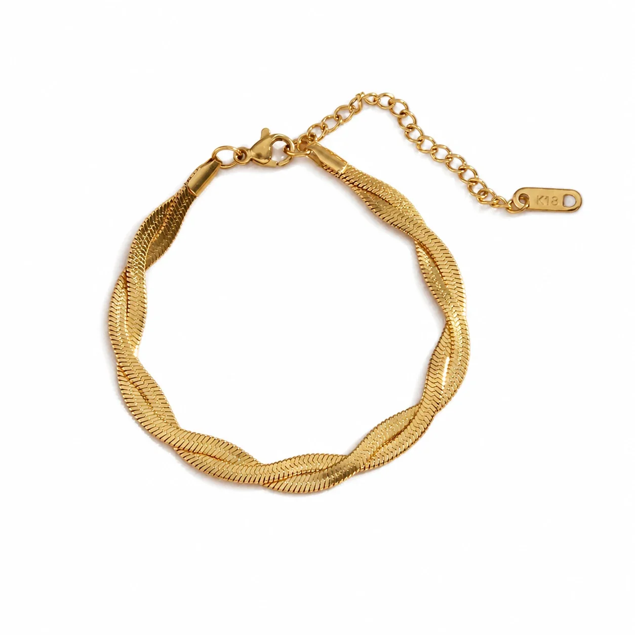 Refined Gold-Plated Stainless Steel Twisted Herringbone Bracelet