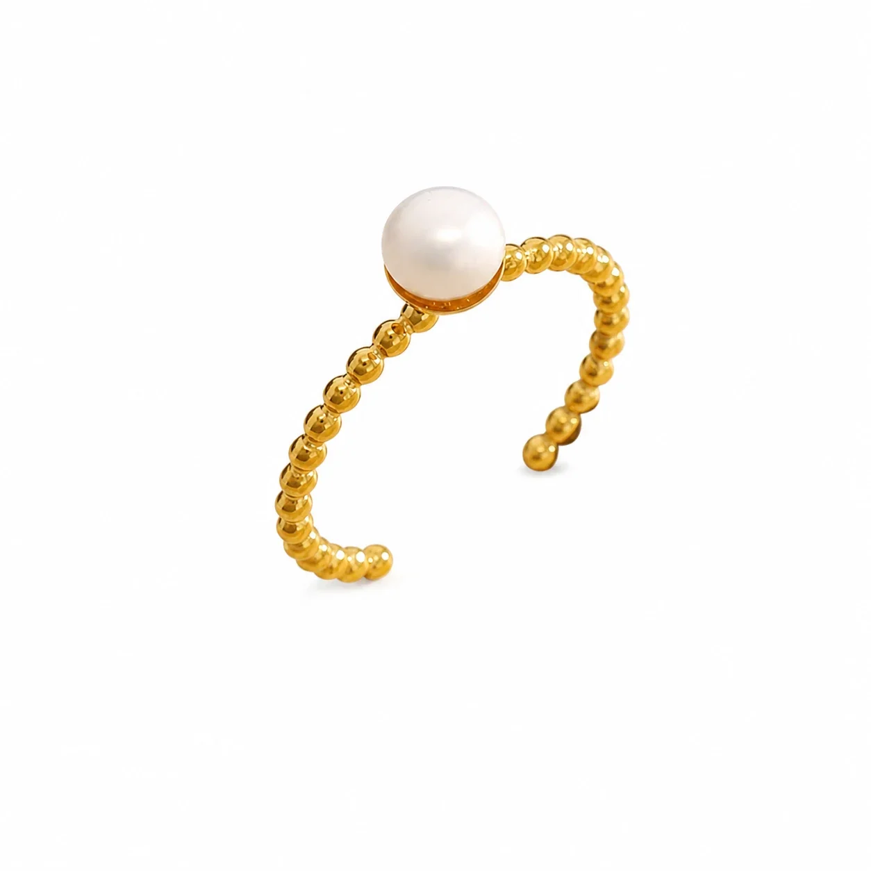 Delicate 316 Stainless Steel Pearl Beaded Ring