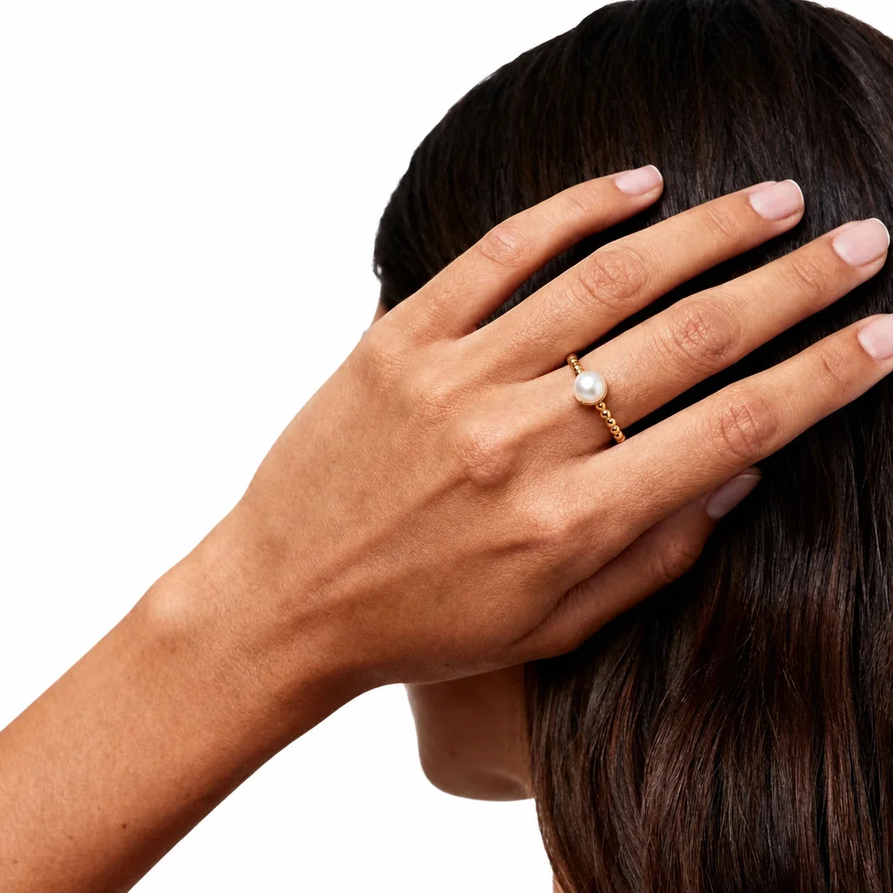 Delicate 316 Stainless Steel Pearl Beaded Ring