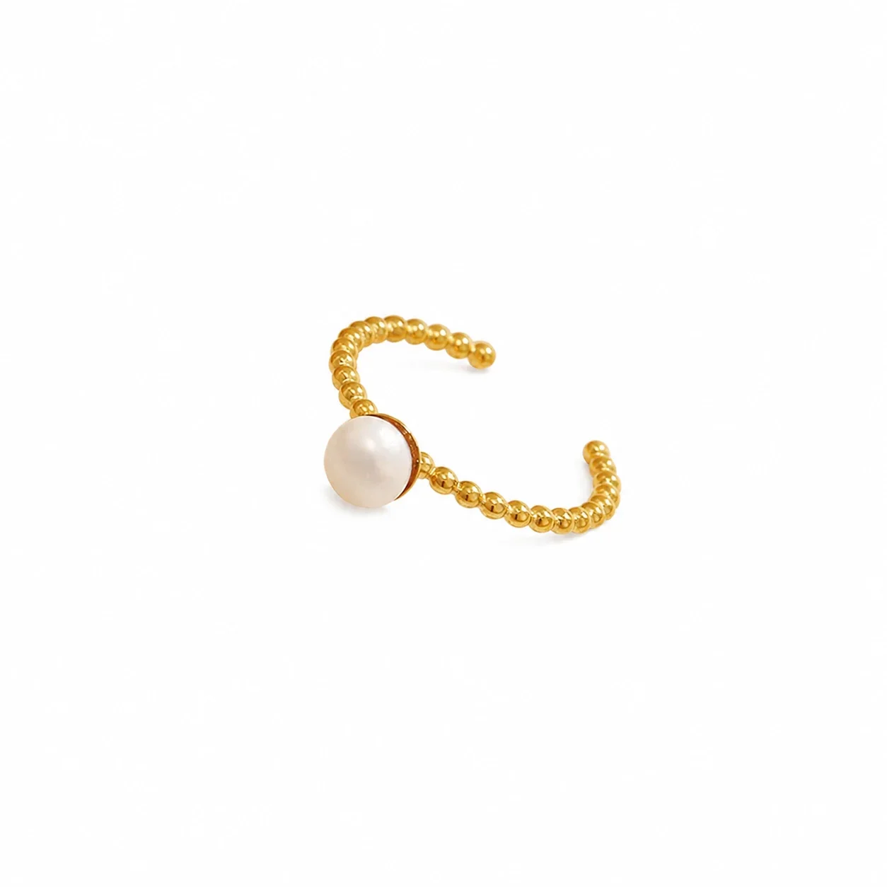 Delicate 316 Stainless Steel Pearl Beaded Ring