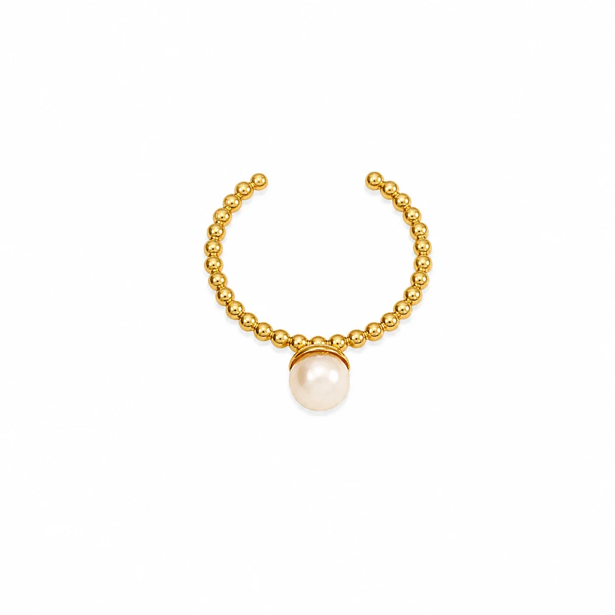Delicate 316 Stainless Steel Pearl Beaded Ring