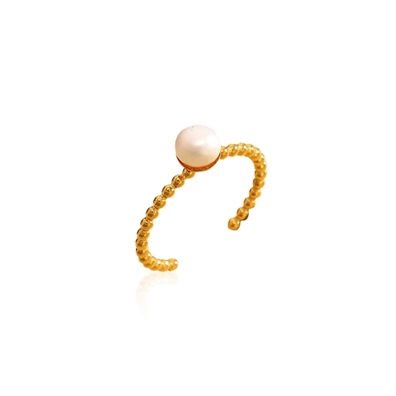 Delicate 316 Stainless Steel Pearl Beaded Ring