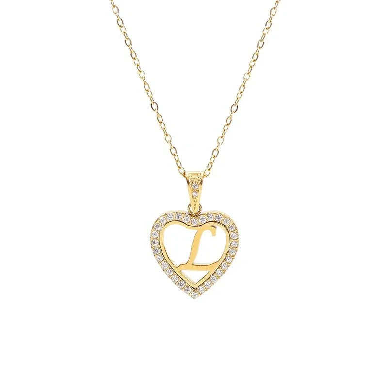 Radiant 316 Heart Initial Pendant Necklace