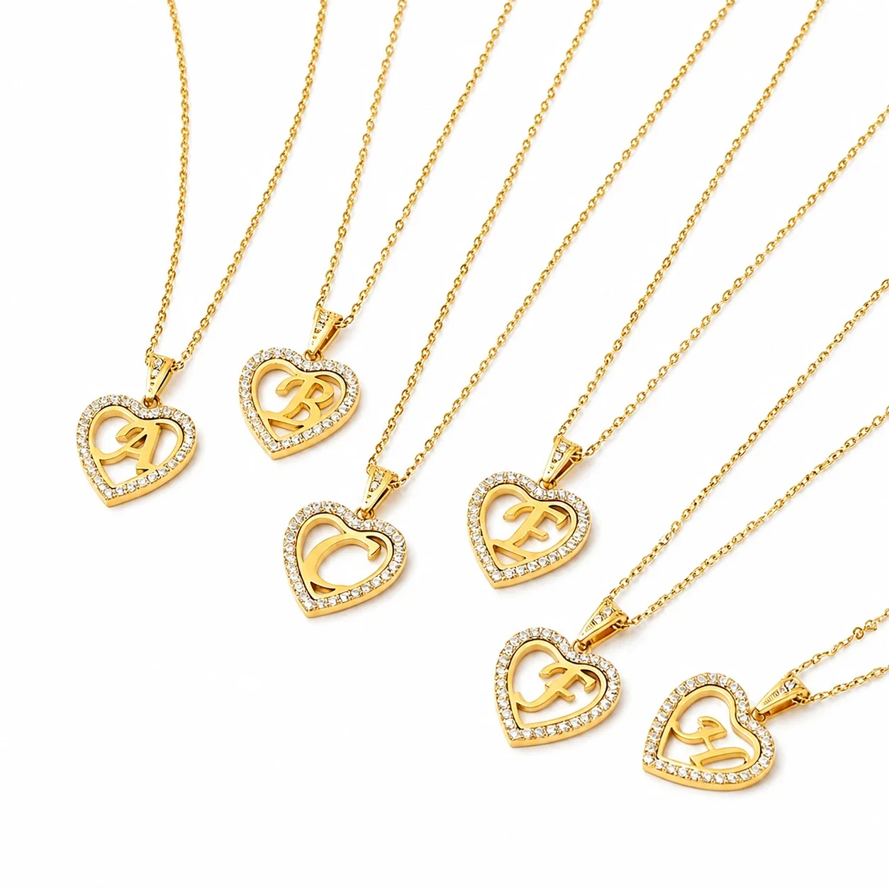 Radiant 316 Heart Initial Pendant Necklace