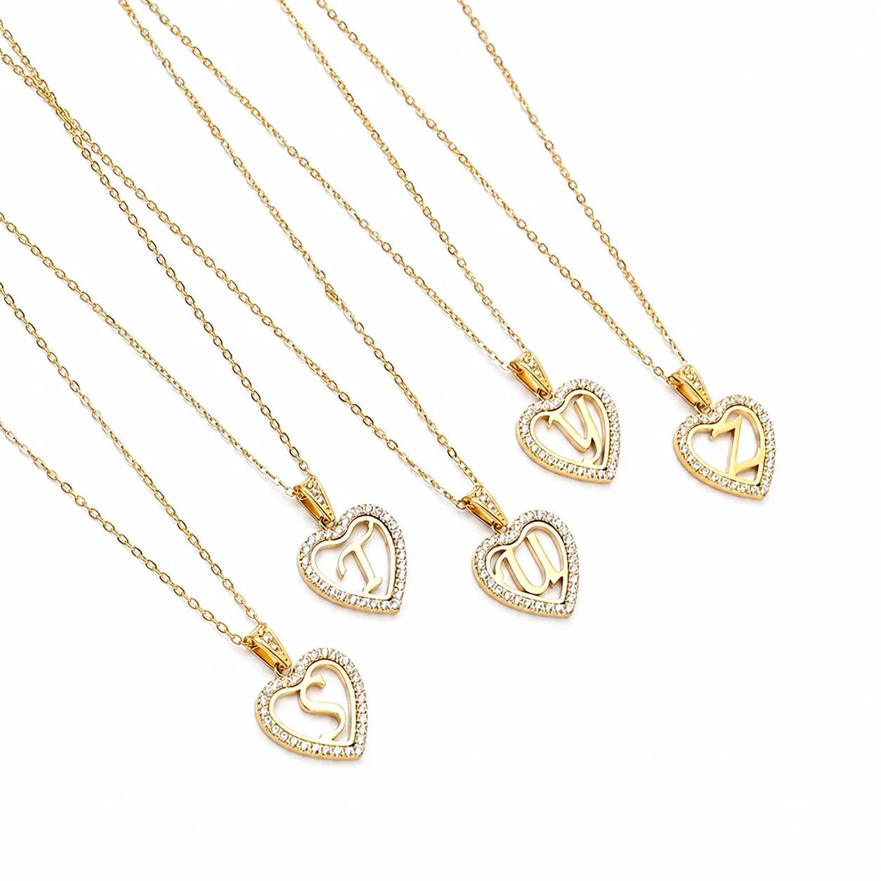 Radiant 316 Heart Initial Pendant Necklace