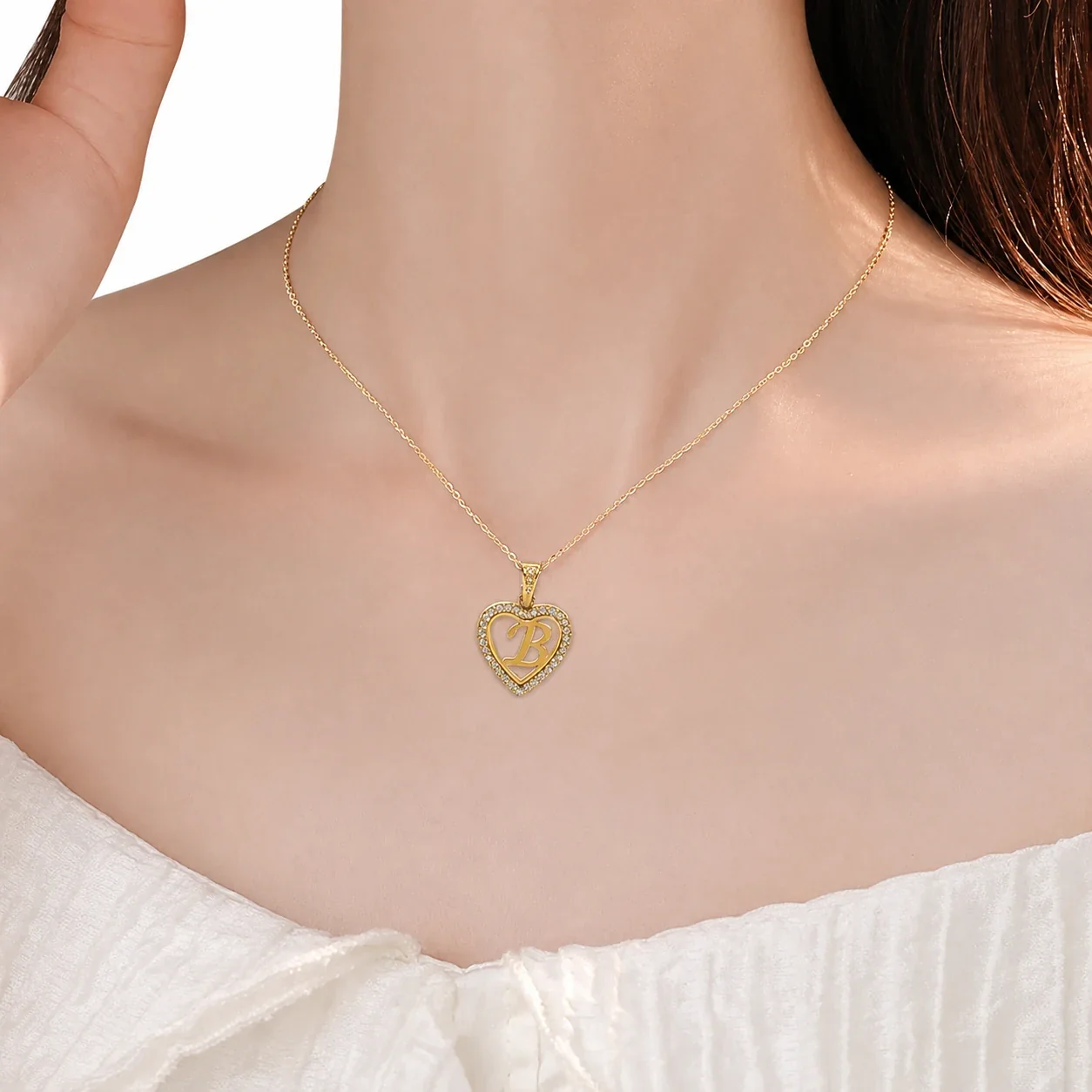 Radiant 316 Heart Initial Pendant Necklace