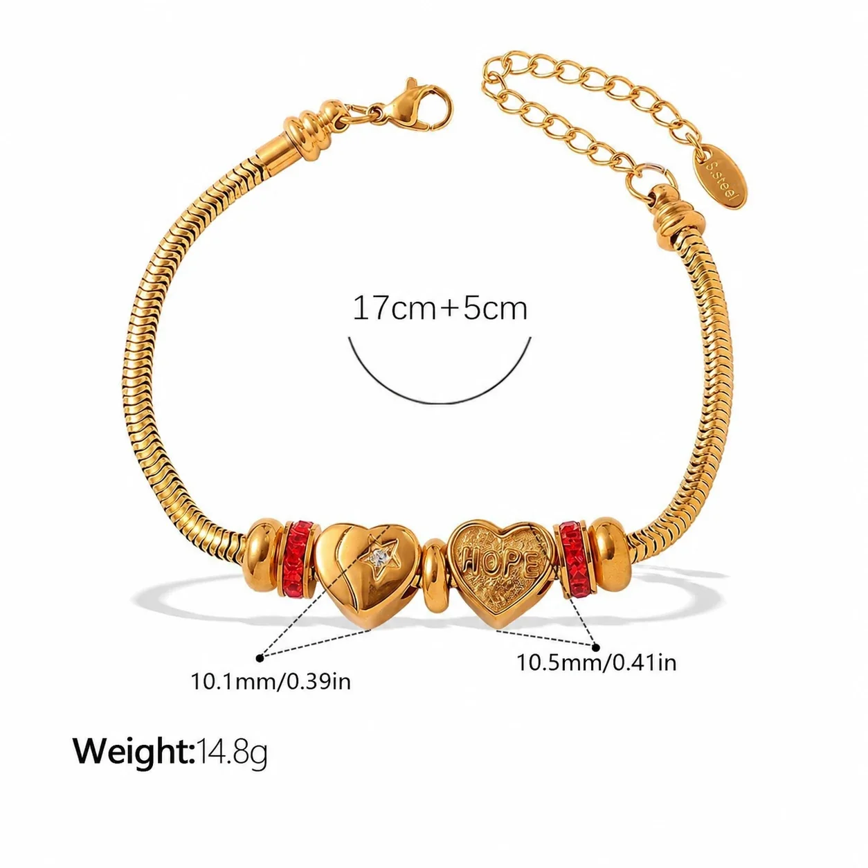 Charm Bracelet with Snake Chain and Animal Motifs, Gold-Plated - Multi-Element