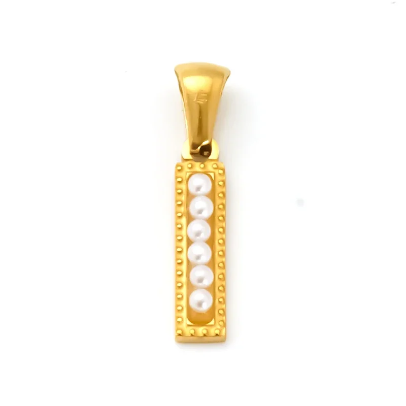 18K Gold-Plated Stainless Steel Pearl Letter Pendant - Gold Letter I