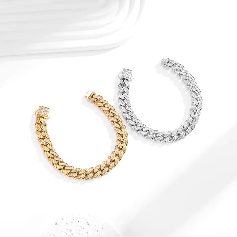 Cuban Chain Bracelet with Pavé Links 316 Stainless Steel PVD