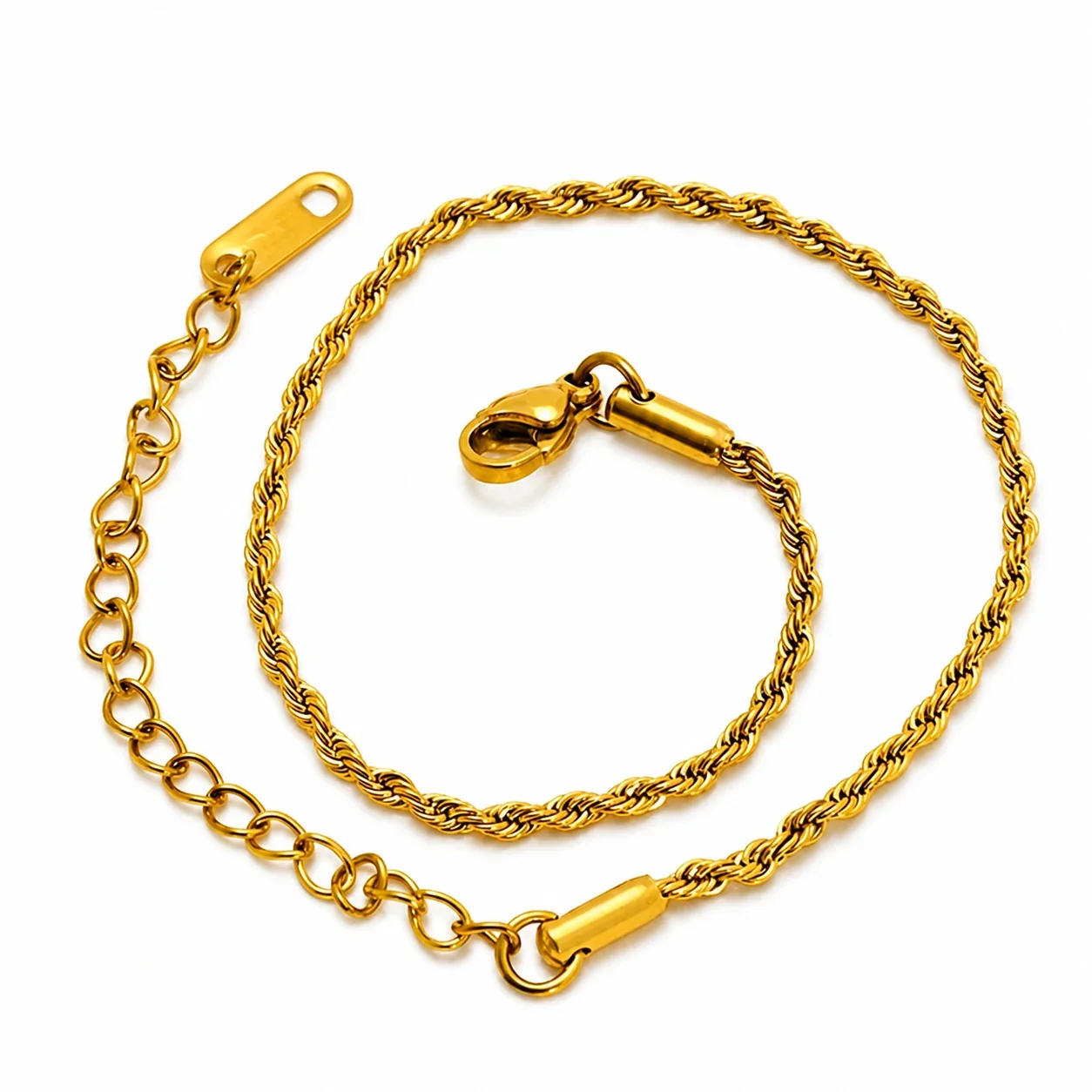 Refined Gold-Tone Stainless Steel Rope Chain Anklet