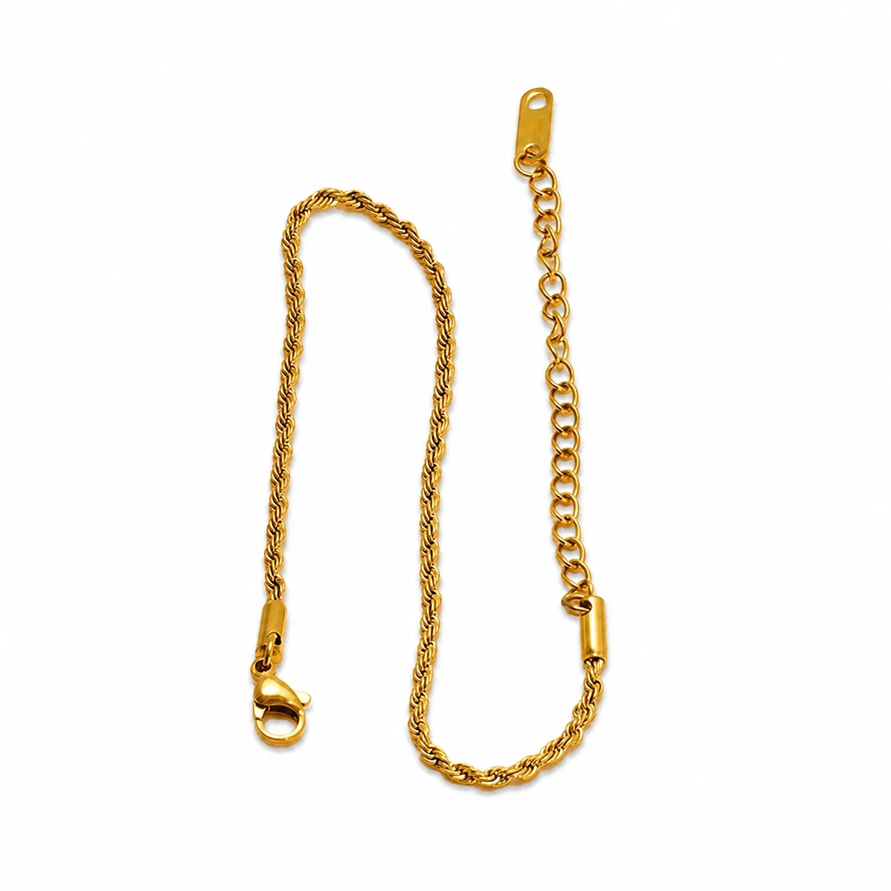 Refined Gold-Tone Stainless Steel Rope Chain Anklet