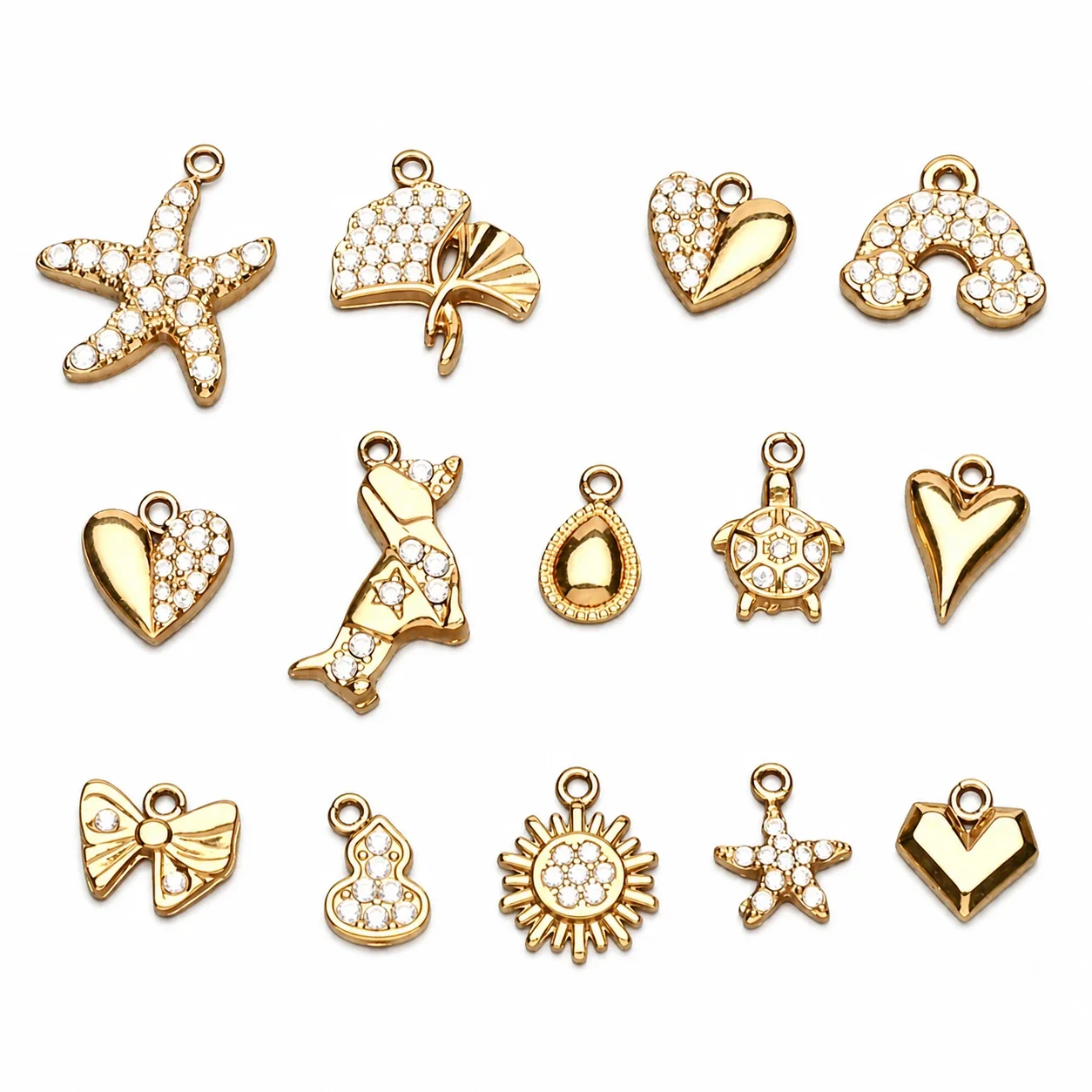 Polished 316 Stainless Steel Pavé Charm Pendant