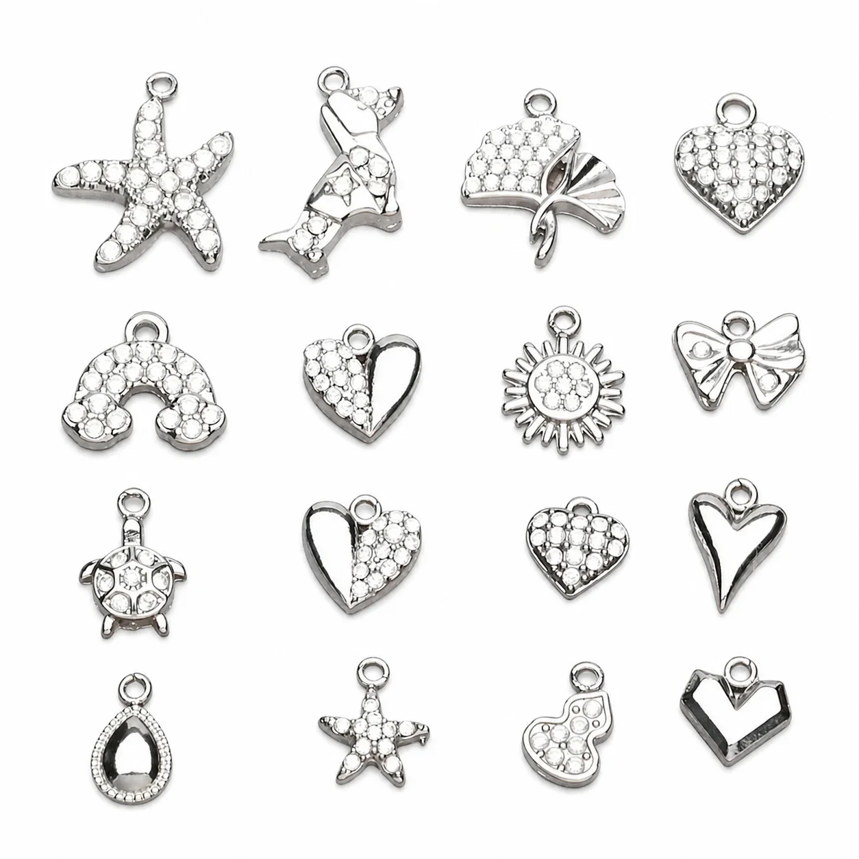 Polished 316 Stainless Steel Pavé Charm Pendant