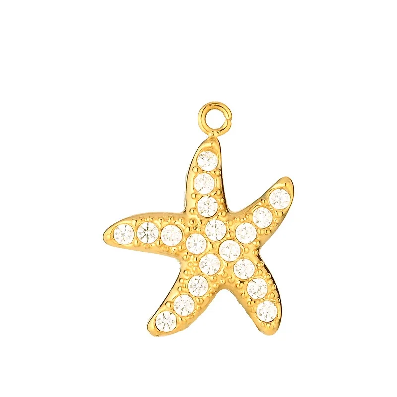 Polished 316 Stainless Steel Pavé Charm Pendant