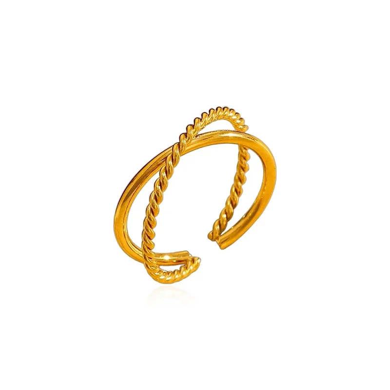 Sculptural 316 Stainless Steel Twist Open Ring