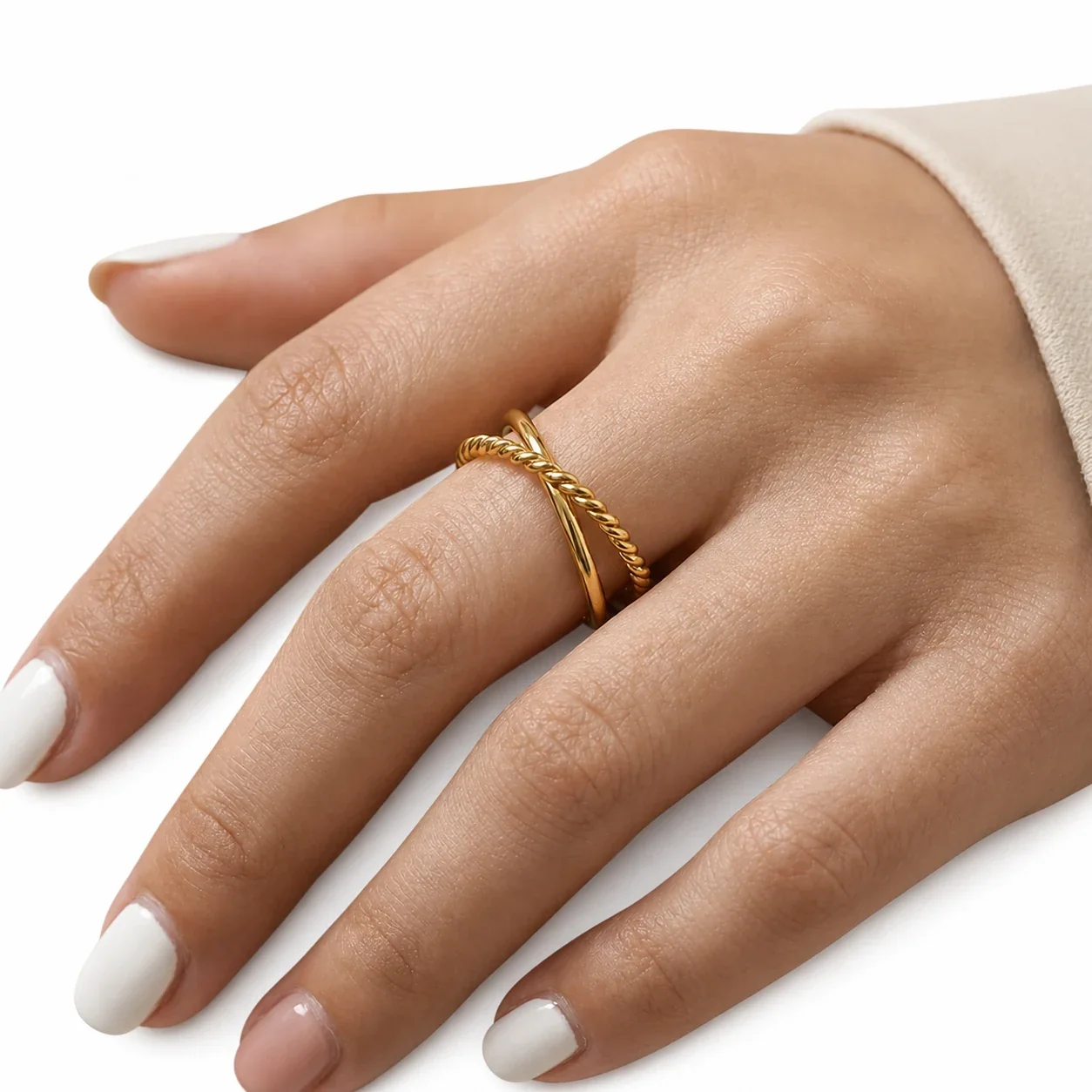 Sculptural 316 Stainless Steel Twist Open Ring