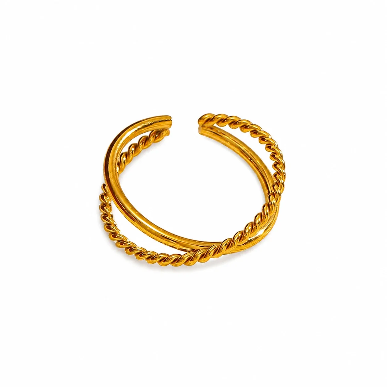 Sculptural 316 Stainless Steel Twist Open Ring