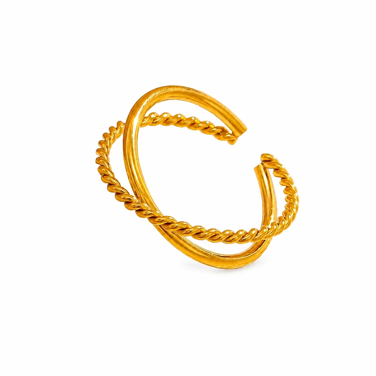 Sculptural 316 Stainless Steel Twist Open Ring