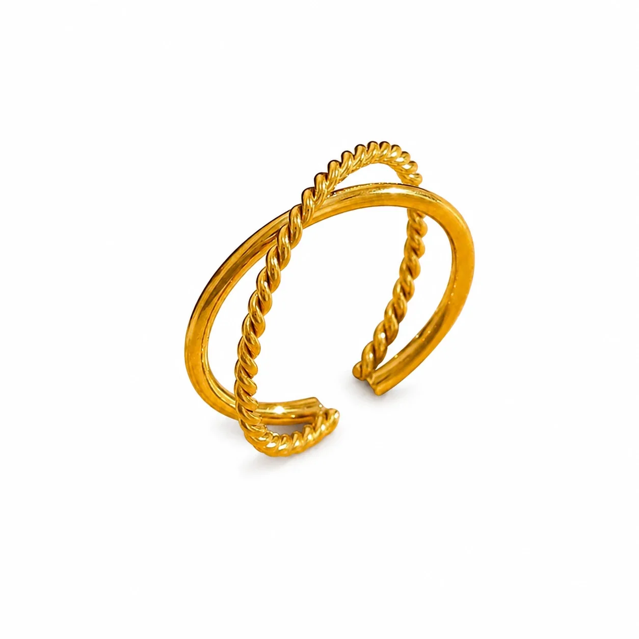 Sculptural 316 Stainless Steel Twist Open Ring