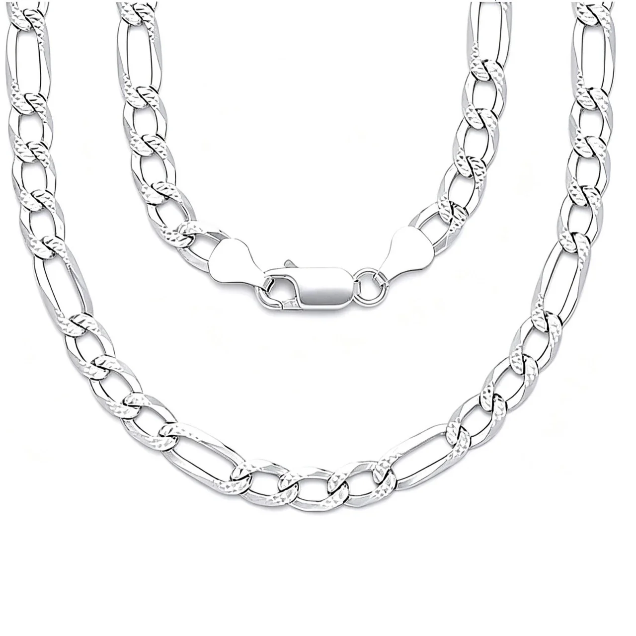Pulseira de Corrente Figaro Cubana em Aço Inoxidável Texturizada