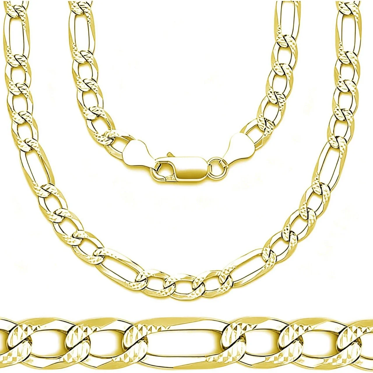 Textured Stainless Steel Figaro Cuban Chain Bracelet