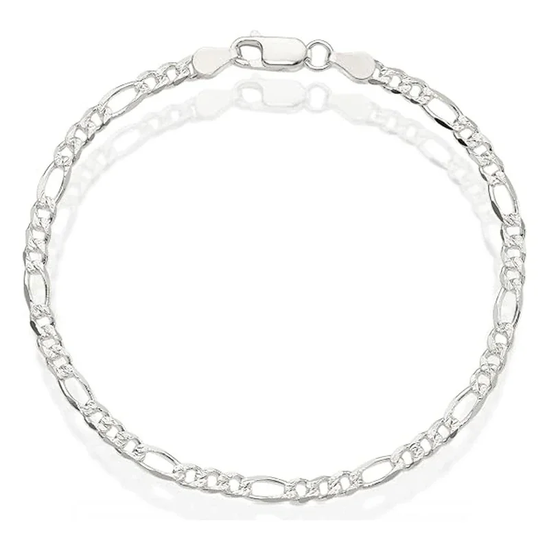 Textured Stainless Steel Figaro Cuban Chain Bracelet